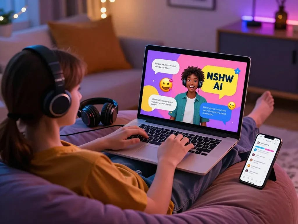 Engaging NSFW AI chat experience in a cozy digital environment, emphasizing interaction.