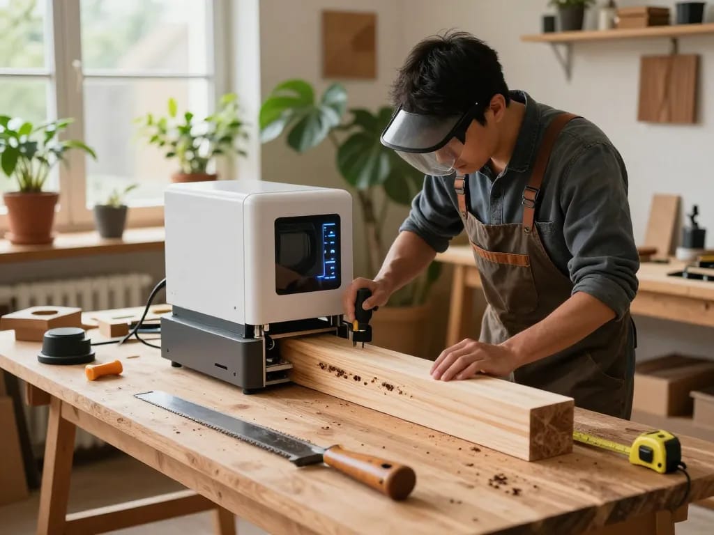 tecnologia microonde antitarlo in un laboratorio di trattamento del legno con artigiano e attrezzi