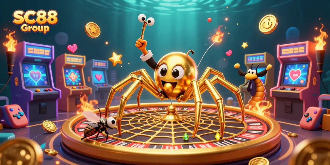 Experience thrilling betting action at SC88 Group with a colorful casino scene featuring a roulette wheel and game elements.