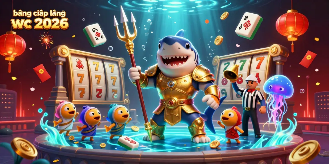 Engage with bảng xếp hạng wc 2026 in an exciting underwater casino with dynamic slot reels and a gladiator shark.