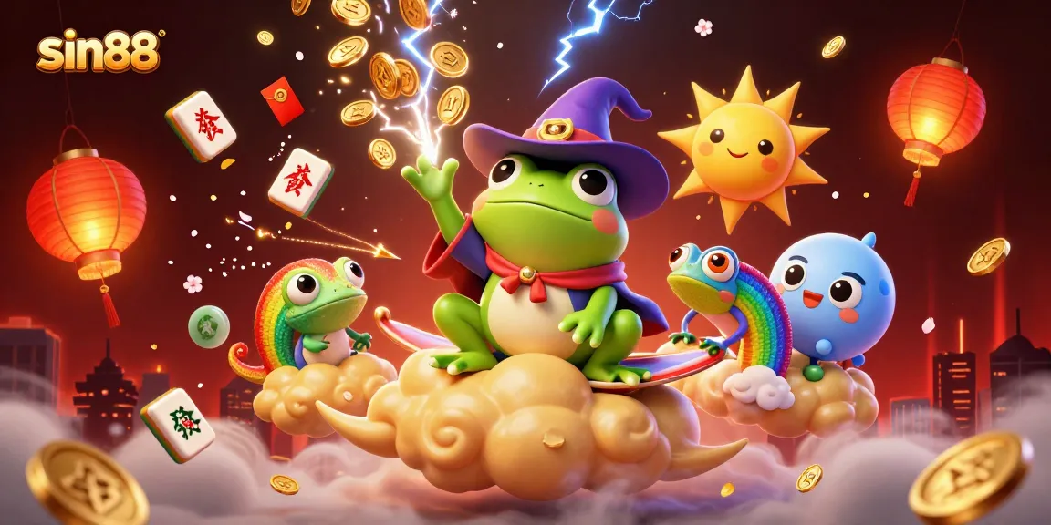 Spin to win with sin88's vibrant 3D casino-themed scene featuring golden coins and lucky symbols.
