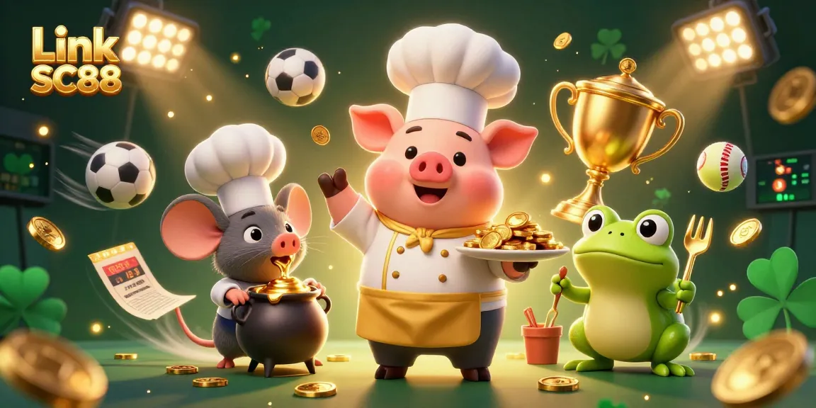 Bet on adventure with Link SC88: A dynamic casino scene featuring entertaining mascots.