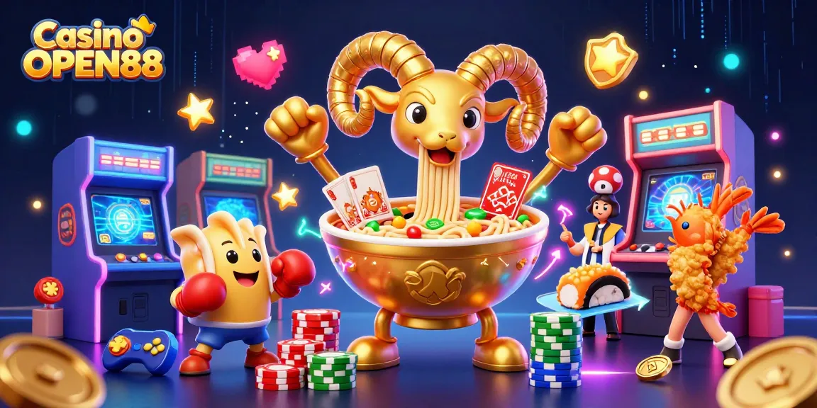 Experience Casino OPEN88 with vibrant characters and games in a dazzling 3D illustration.