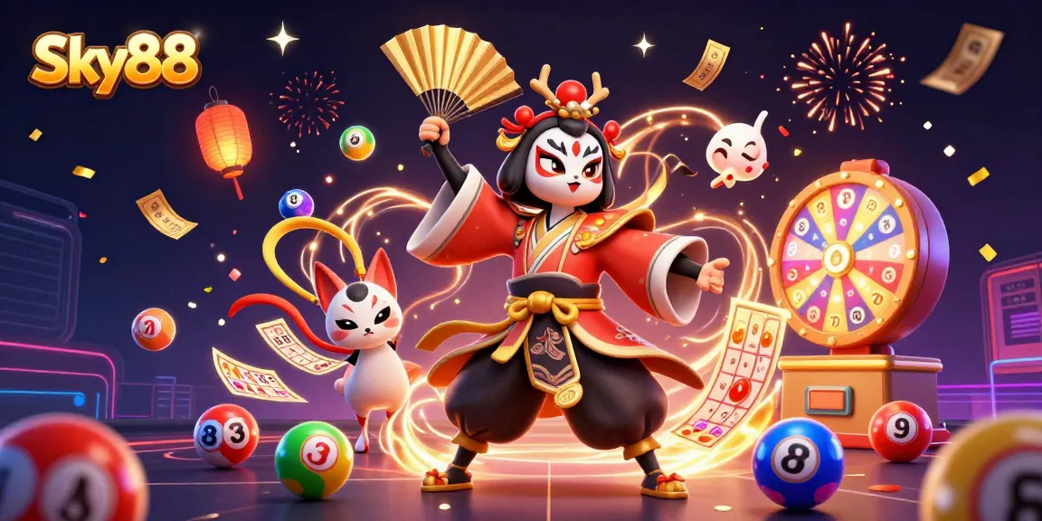 Experience thrilling gameplay at Sky88 with vibrant lottery balls and golden prizes