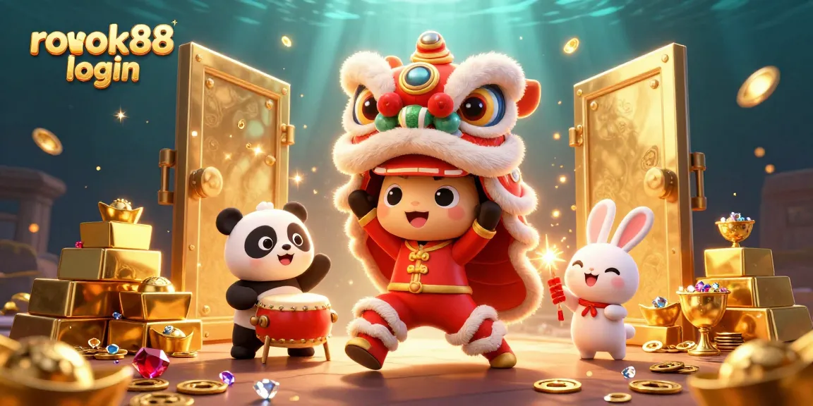 Engage with rokok88 login to enjoy a vibrant celebration featuring a lion dance and casino treasures.