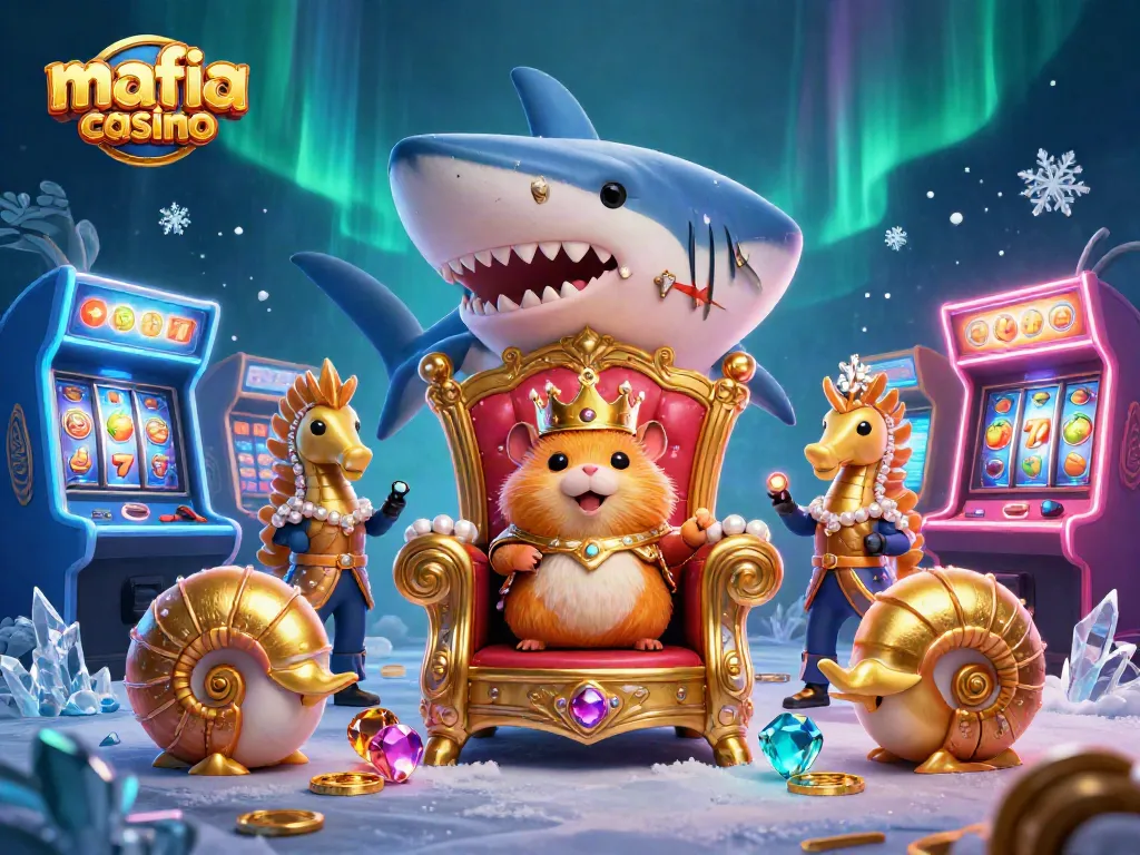Engage in thrilling wins at mafia casino with a fierce hamster king and festive slot elements.