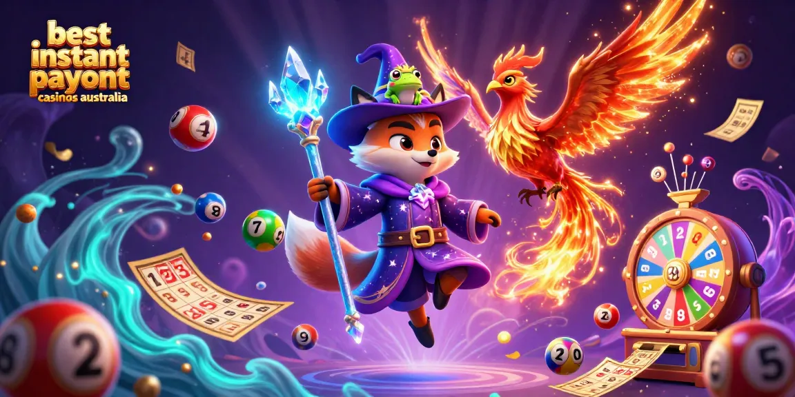 Experience gaming at the best instant payout casinos Australia with magical characters and vibrant casino elements.