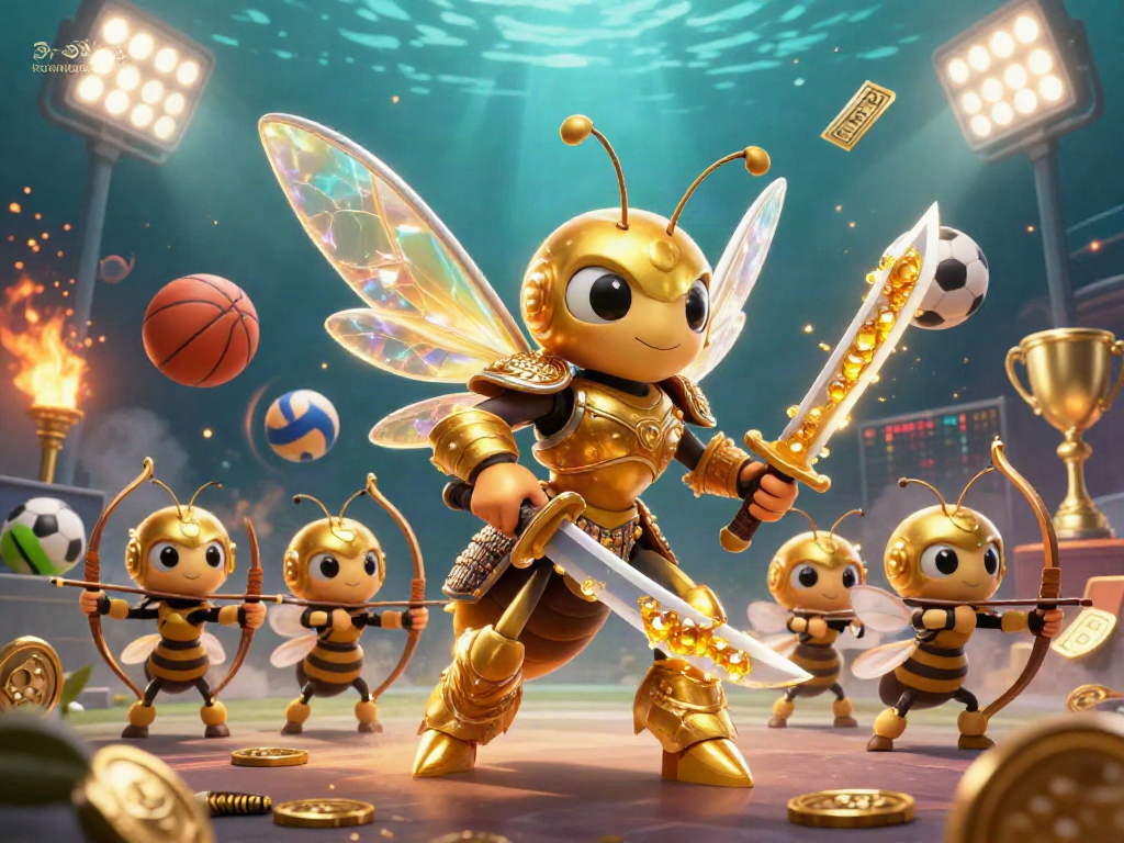Win with keonhacai6 in a dynamic scene showcasing a samurai hornet and vibrant sports elements.