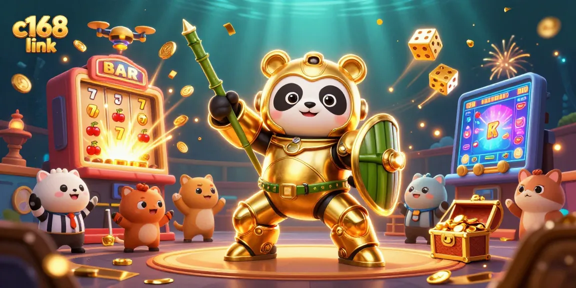 Experience thrilling wins with c168 link in this vibrant, action-packed 3D casino scene.