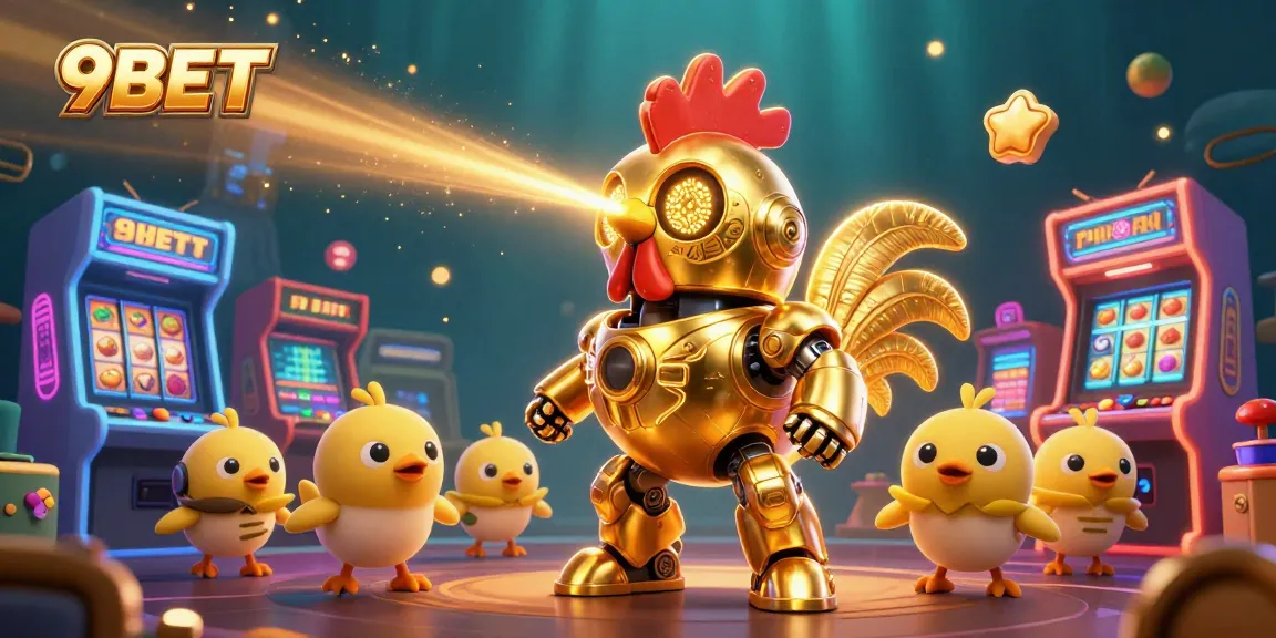 Experience thrilling jackpots in a vibrant 9BET casino scene with dynamic game elements and characters.