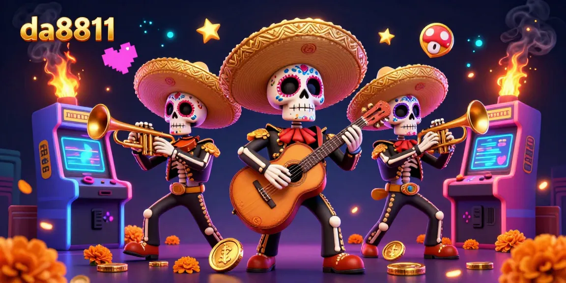 Experience gaming excitement with da8811's lively mariachi band amidst dynamic casino visuals.