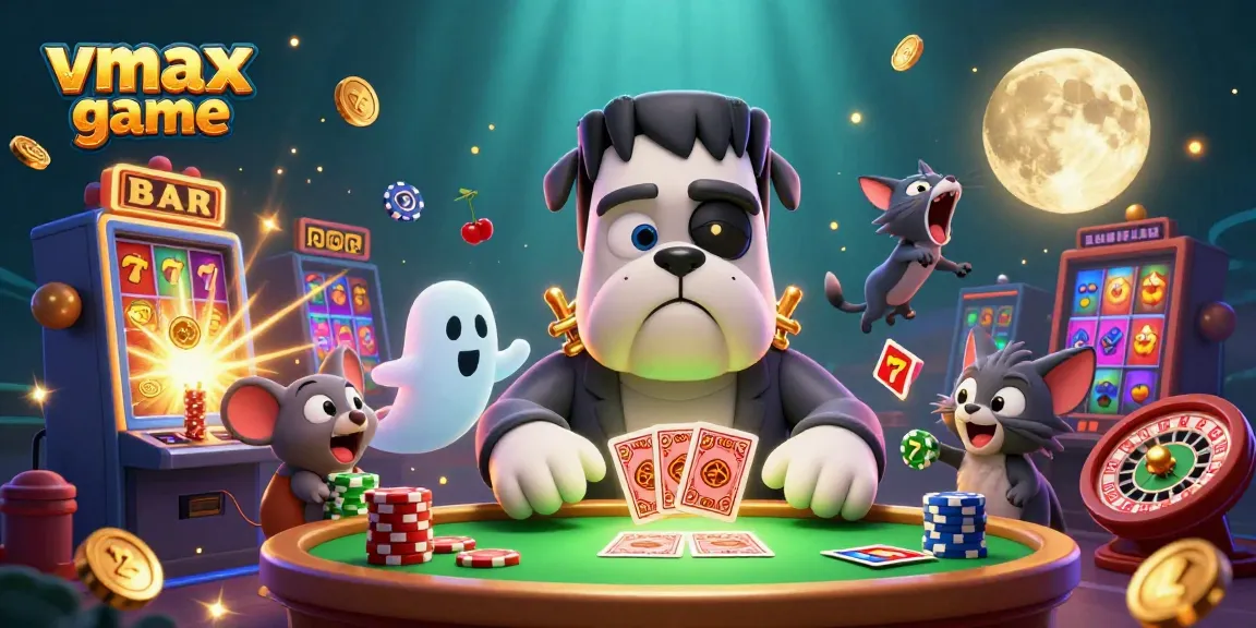 Play exciting vmax game with dynamic 3D characters in a vibrant casino scene.