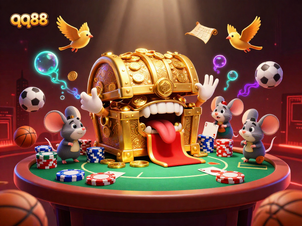 Engage with the thrilling experience of qq88 online betting, featuring vibrant poker tables and winning elements.