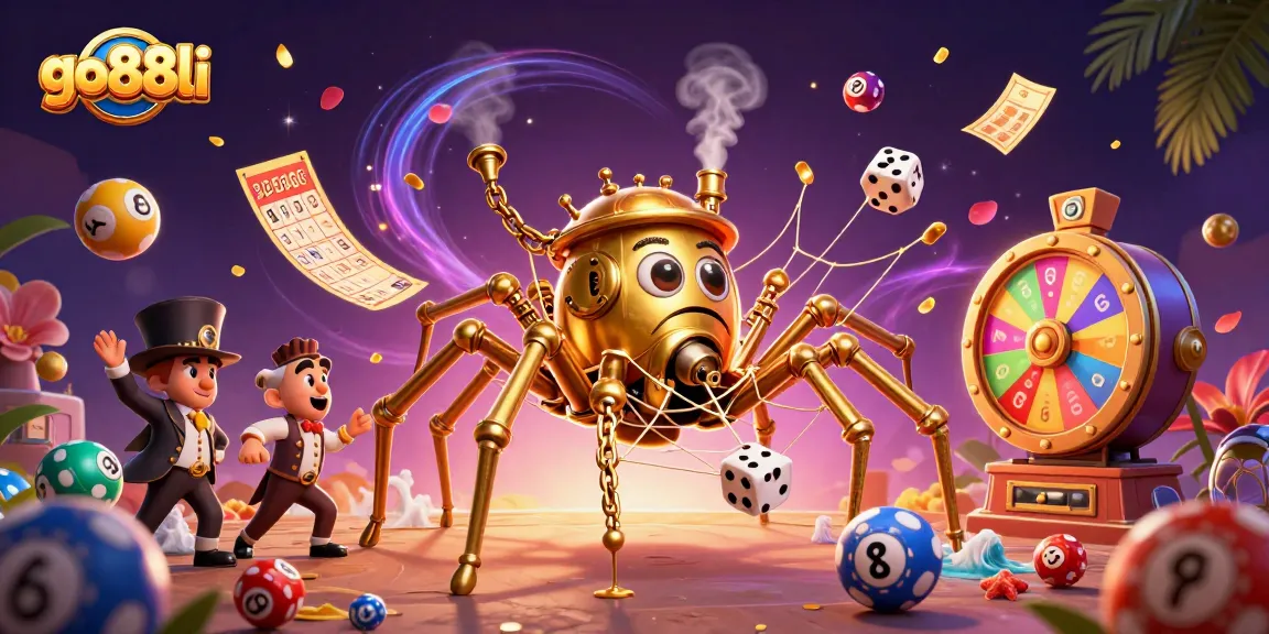 Engage with go88li's dynamic casino adventure, featuring a whimsical golden spider and rich gaming elements.