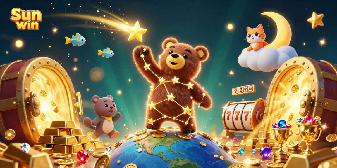 Experience the excitement of Sun win with a cosmic theme featuring a constellation bear and vibrant casino elements.